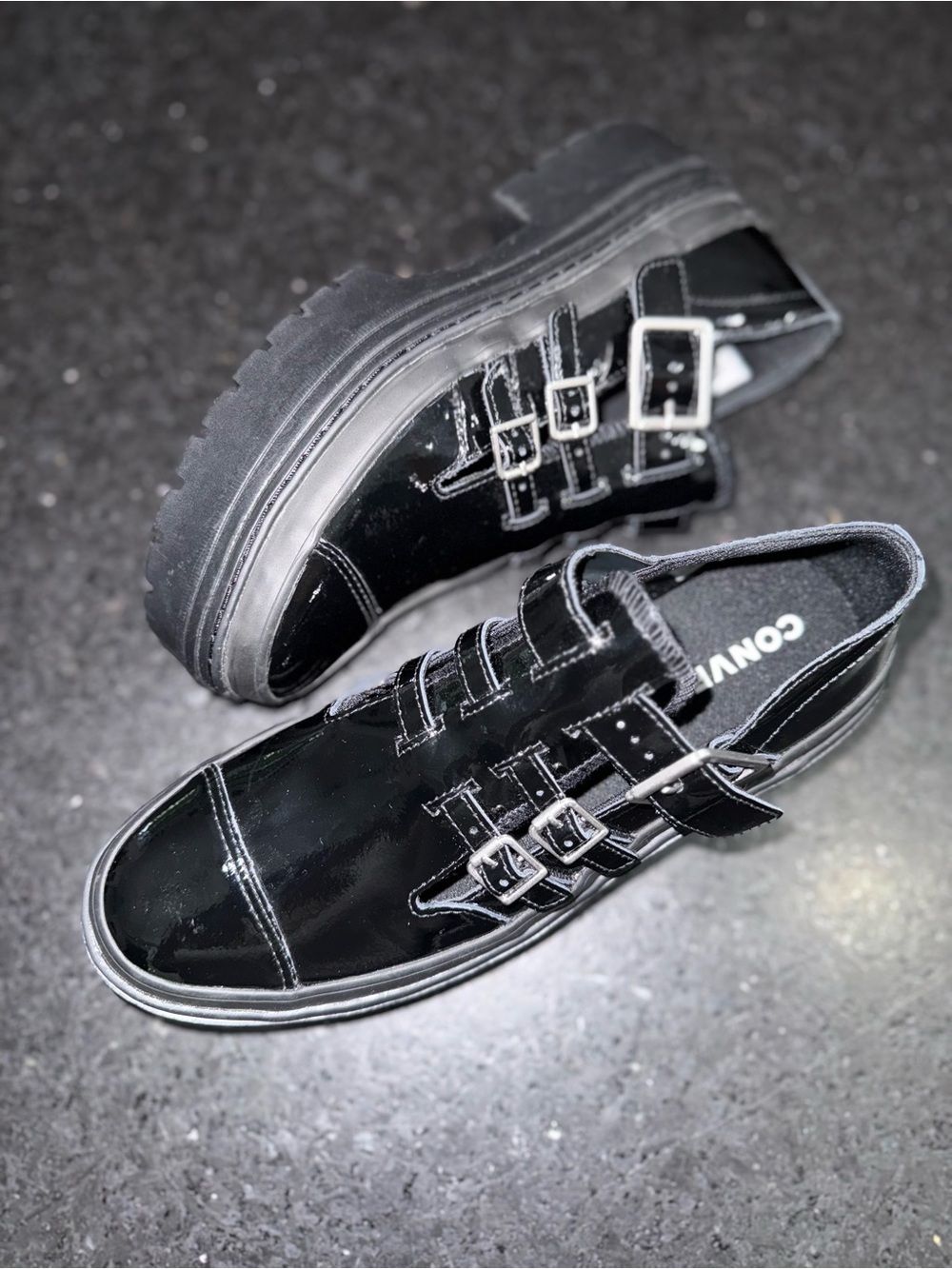 NEW CONVERSE BLACK PATENT CHUCK TAYLOR ALL STAR LUGGED HEEL MARY JANE PLATFORM 8 - Picture 11 of 14